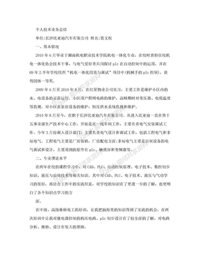 技师申报者个人技术业务总结格式