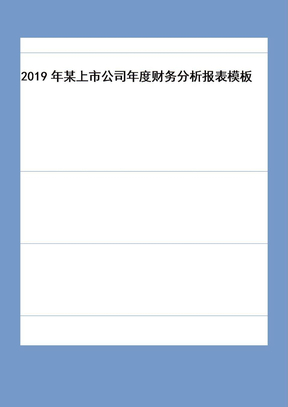 2019年某上市公司年度财务分析报表模板