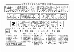 五笔字型汉字输入法字根表2012版