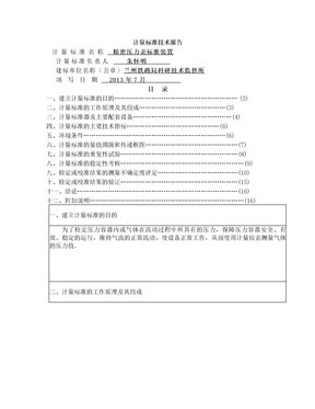 精密压力表计量标准技术报告