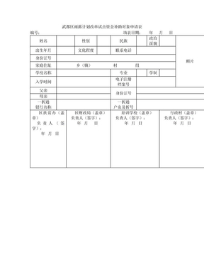 甘肃省雨露计划申请表