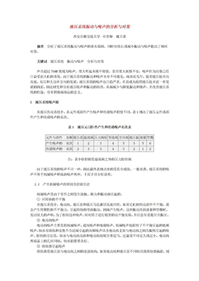 液压系统振动与噪声的分析与对策