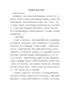 车间统计员实习总结