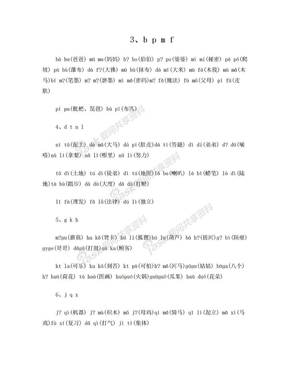 汉语拼音音节词打印版