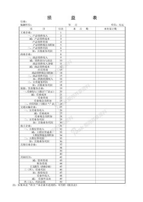 2010损益表表格下载损益表表格