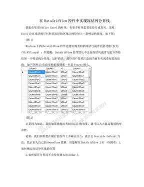 在DataGridView控件中实现冻结列分界线