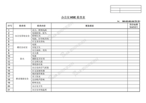 办公室HSE检查表