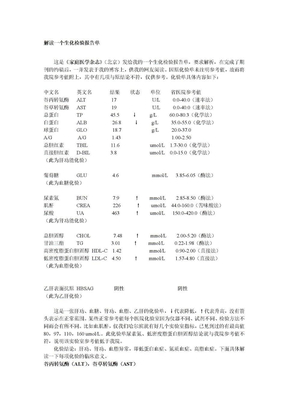 解读一个生化检验报告单