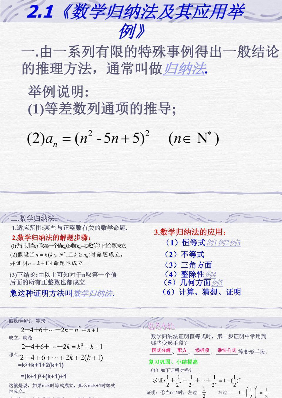 数学归纳法及应用举例