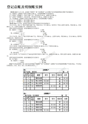 登记总账及明细账实例