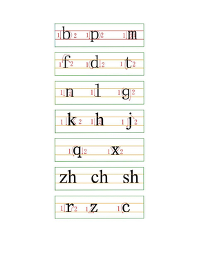 汉语拼音书写格式(四线三格)及笔顺
