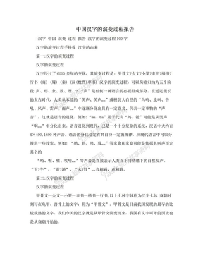 中国汉字的演变过程报告