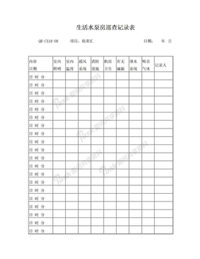 08生活水泵房巡查记录表 2014.2
