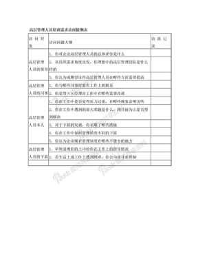 3、高层管理人员培训需求访问提纲表