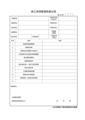 JJ003-施工现场质量管理检查记录