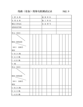 线路绝缘电阻测试记录