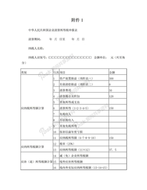 企业清算所得税申报表申报表1(案例1)1