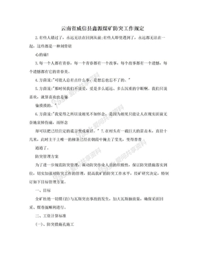 云南省威信县鑫源煤矿防突工作规定