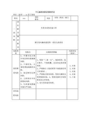 个人廉政风险识别防控表