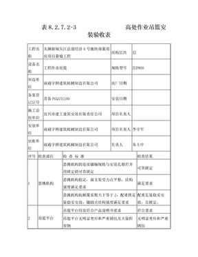 高处作业吊篮安装验收表