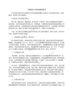 专业技术工作总结报告格式