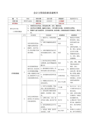 会计主管岗位职责说明书