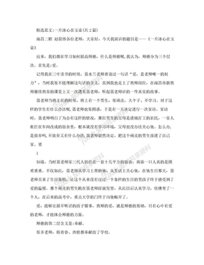 一片冰心在玉壶  教师演讲稿