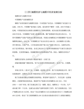 [工作]规模经济与规模不经济案例分析