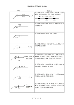 焊接符号对照表