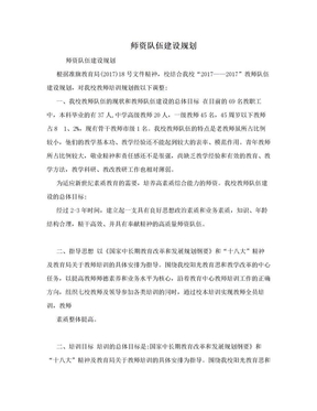 师资队伍建设规划