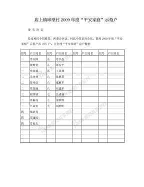 平安家庭示范户命名决定