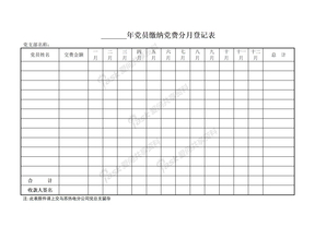 党费缴纳统计表