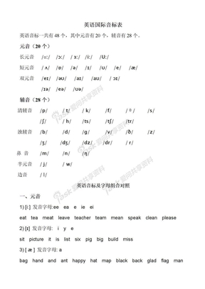 最新英语国际音标表