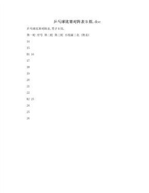 乒乓球比赛对阵表B组.doc