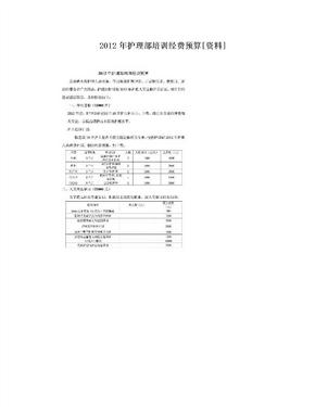 2012年护理部培训经费预算[资料]