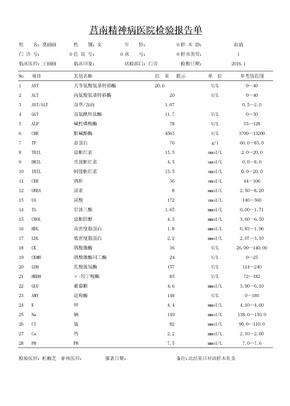 生化检验报告单模板