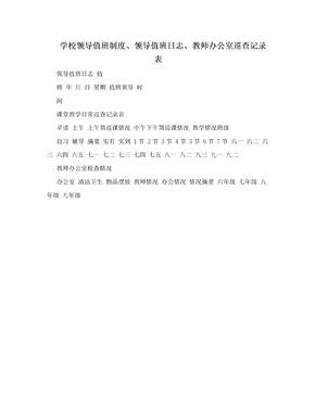 学校领导值班制度、领导值班日志、教师办公室巡查记录表