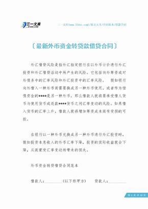 最新外币资金转贷款借贷合同