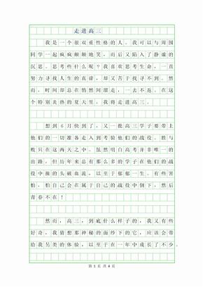 2019年走进高三作文800字范文1