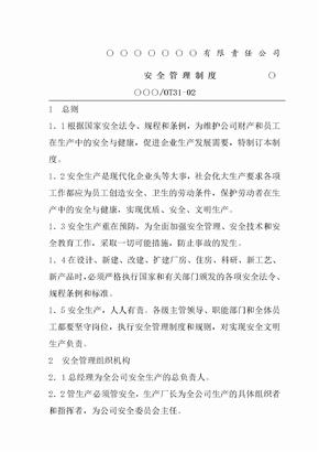 XX生产企业安全管理制度