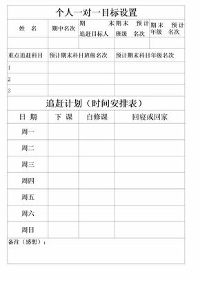 学习目标和计划表格