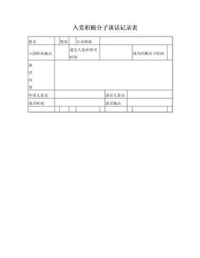 入党积极分子谈话表