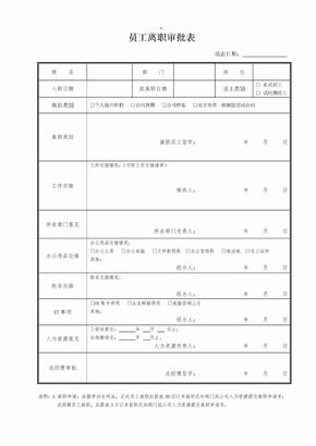 员工离职审批表精选word范本