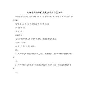 民办非企业单位重大事项报告备案表