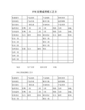 PPR注塑成型模工艺卡