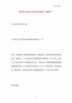 湖北省小型农田水利建设调查报告（2019年）
