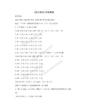 (霍尔效应)实验数据