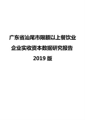 广东省汕尾市限额以上餐饮业企业实收资本数据研究报告2019版