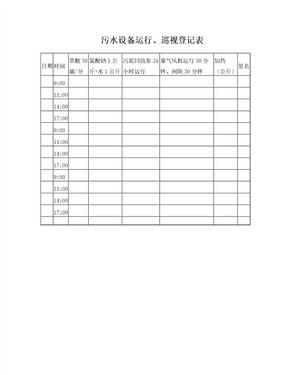 污水处理消毒登记表