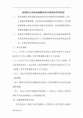 麻醉医师分级授权管理制度